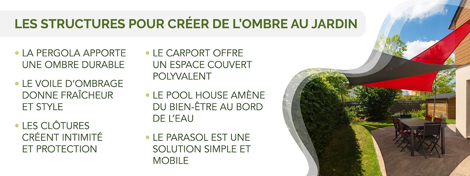 les différentes structures pour créer de l’ombre au jardin