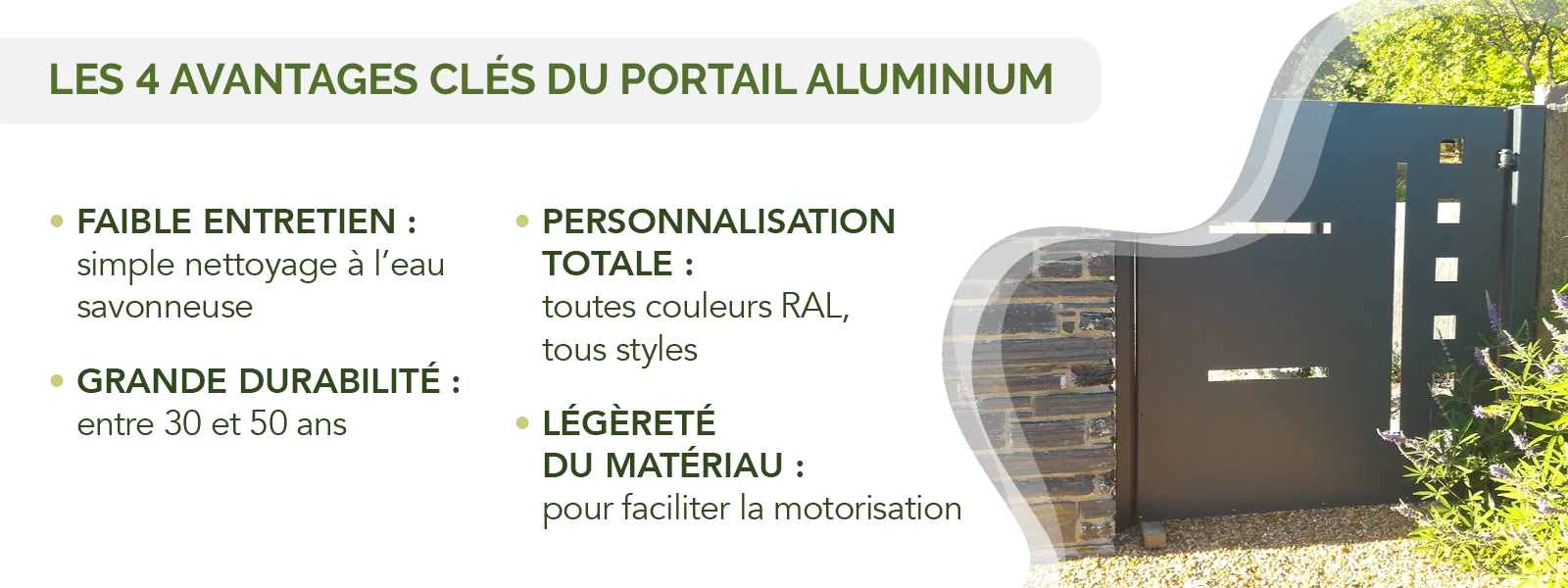 intérêts portail alu durabilité légèreté entretien limité